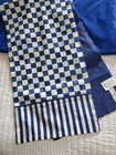 Mackenzie Childs blue white royal check table runner cotton 14"x72" NEW with tag