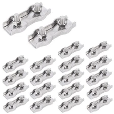 20pcs M2 Stainless Steel Duplex Wire Rope Clip Cable Clamp, Double Bolt 