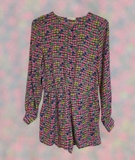 Vibrant Retro 60s Mod Romper Pixel Mosaic Print  Gold Hardware - S Freeway