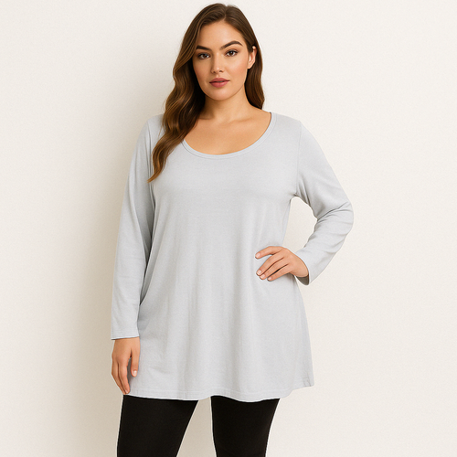 Aveto Plus Langarmshirt aus Baumwollmischung – weiß, Größe 4X