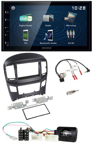 Kenwood 2DIN Bluetooth Lenkrad USB DAB Autoradio für Hyundai H1 ab 2015 schwarz - Bild 1 von 9