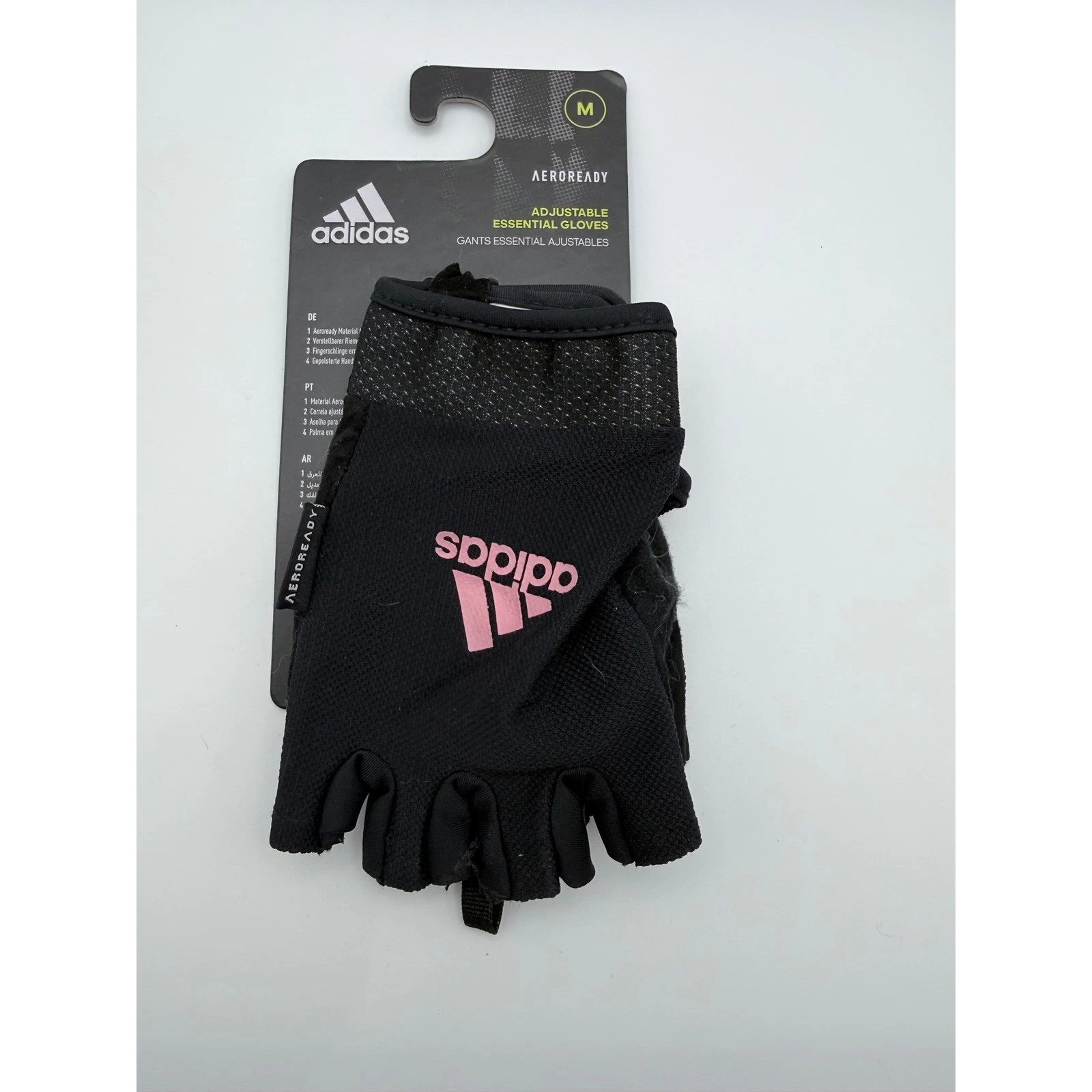 Adidas Aeroready Adjustable Essential Gloves Black Pink Fingerless Gym