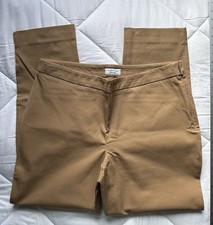 Charter Club Beige Twill Cotton Spandex Dress Pants Stretch Flat Front Zip Women