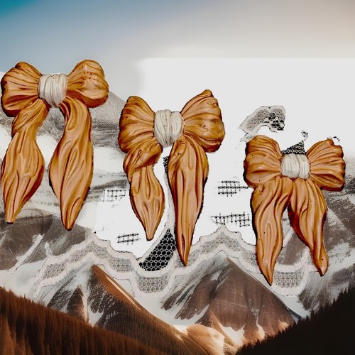 VINTAGE HOMCO PINK RIBBON BOWS Wall Decor Made in the USA Set of 3 - Picture 4 of 10