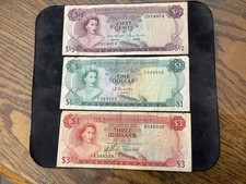 Bahamas 1965/68/74 Cents/Dollars 3 Banknote Lot.  N3483