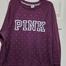 Victoria's Secret PINK Medium crewneck sweatshirt plum color with rhinestones