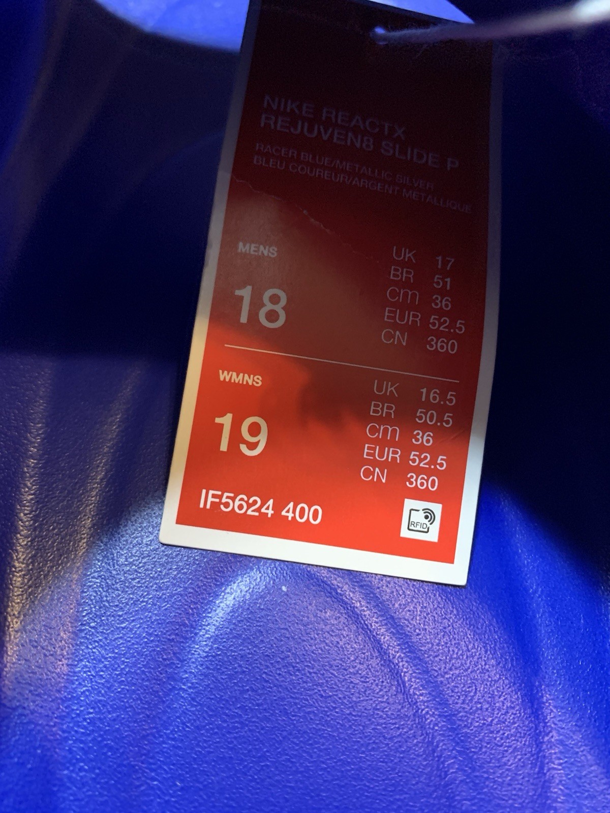 Nike ReactX Rejuven8 Slide EYBL PE Racer Blue IF5624-400 - Men’s Size 18 thumbnail 7