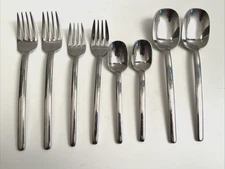Vintage 8 Pc Lot Mikasa Zena Flatware 18/8 Glossy 4 Forks & 4 Spoons