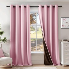 Pink 100 Blackout Curtains 84 Inch Long 2 Panels for Bedroom Living Room Sol...