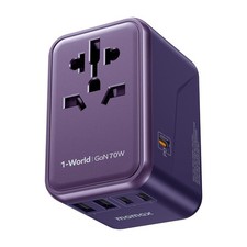 W GaN Universal Travel Adapter 3 USB-C 2 USB-A UK US AU Plug