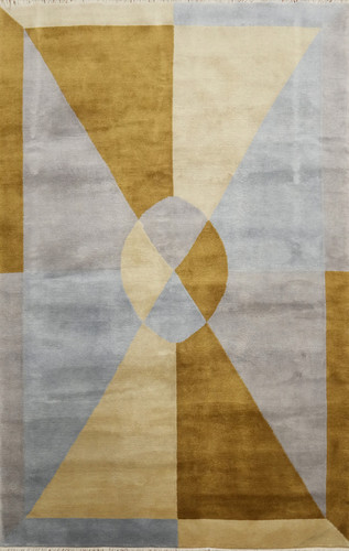 Vegetable Dye Nepalesischer Teppich 6x9 Fuß Handgeknüpft Geometrisch Wollteppich Modern Rug - Bild 1 von 10