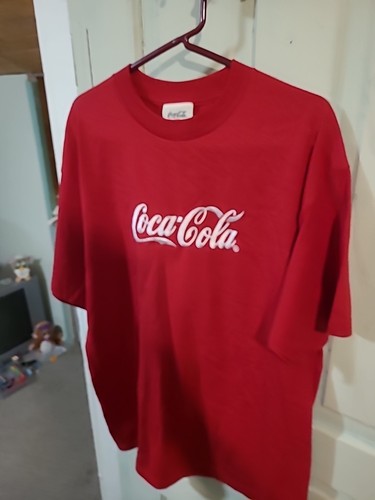 Coca Cola bestickt Vintage rot Getränk Soda Promo T-Shirt XLarge neu ohne Etikett  - Bild 1 von 9