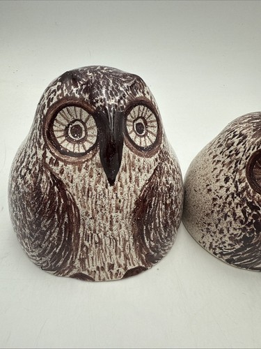 Vtg Owl Nesting Dolls Ceramic Folk Art 5 Pc Set Stacking Speckled Russian 1960s - Picture 2 of 24