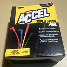 Accel 4042 Spark Plug Wire Set Super Stock Yellow Universal 90 Degree Boot