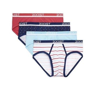 NWT . 2(x)ist. Men 4 Pack.  NO SHOW Stretch Briefs.  Rasberry Wine.  MSRP $39.00