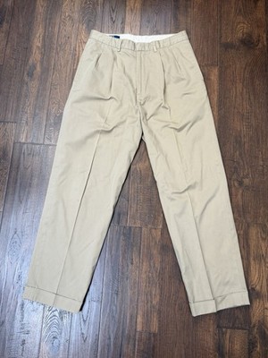 VTG Polo Ralph Lauren Pleated & Cuffed Chino Pants Mens 30x29 Trouser Preppy