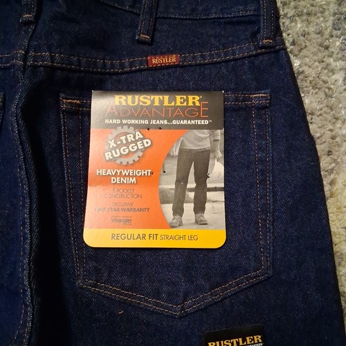 Jeans vintage Wrangler Rustler regular fit made in USA 32x30 denim nuovo con etichette - Foto 9 di 10