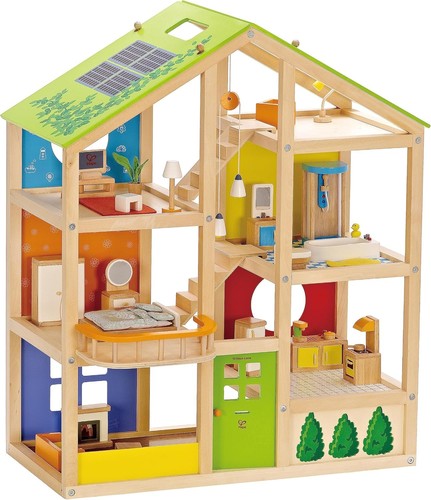 All Seasons Kids Wooden Dollhouse by Hape | Award Winning 3 Story Dolls House