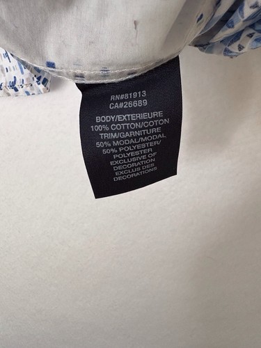 Robert Graham Herren XL blau geometrisch geknöpft weiß Hemd Stickerei Flip Manschette - Bild 9 von 9