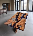 48"x30" Blue Ocean Epoxy Resin River Live Edge Countertop Handmade Furniture Dec