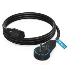 4 ft Heavy Duty 360-Rotating Flat Plug Extension Cord 14AWG 3-Prong Black