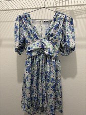 Zara Romper Dress Ditsy Floral Print Puff Sleeves