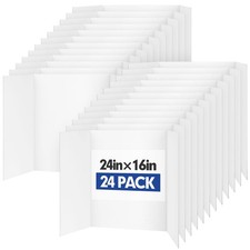 Trifold Poster Board,24 Pack 24" x 16" White Corrugated Poster Boards,Display...