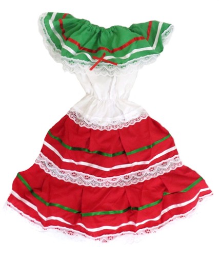 Mexican Dress for Girls MEXICO Flag Color Ribbons RED - Picture 8 of 15