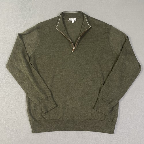 Peter Millar 1/4 Zip Pullover Sweater Herren L grün Merinowollmischung Preppy Golf - Bild 1 von 10