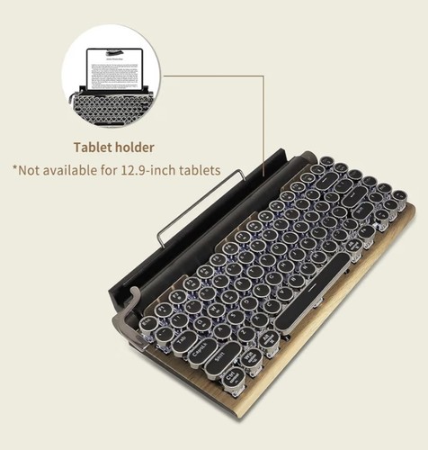 Adventurers Typewriter-Style Retro Mechanical Keyboard LED Wood Color  - Picture 8 of 11