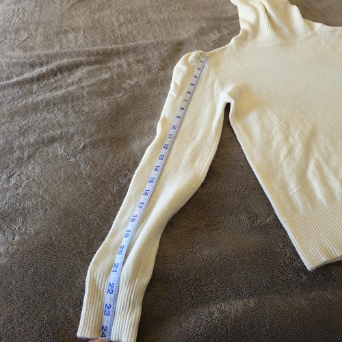 Vintage Spiegel 100% Kaschmir Rollkragen Pullover Damen M Creme Puff Schulter - Bild 14 von 15