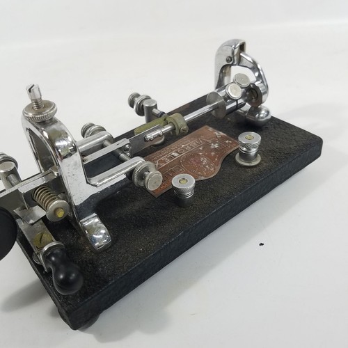 Vibroplex Morse Code Bug Paddle Klucz telegraficzny 1945 Etui Sznurek klinowy Czarny Pęknięcie - Zdjęcie 4 z 21