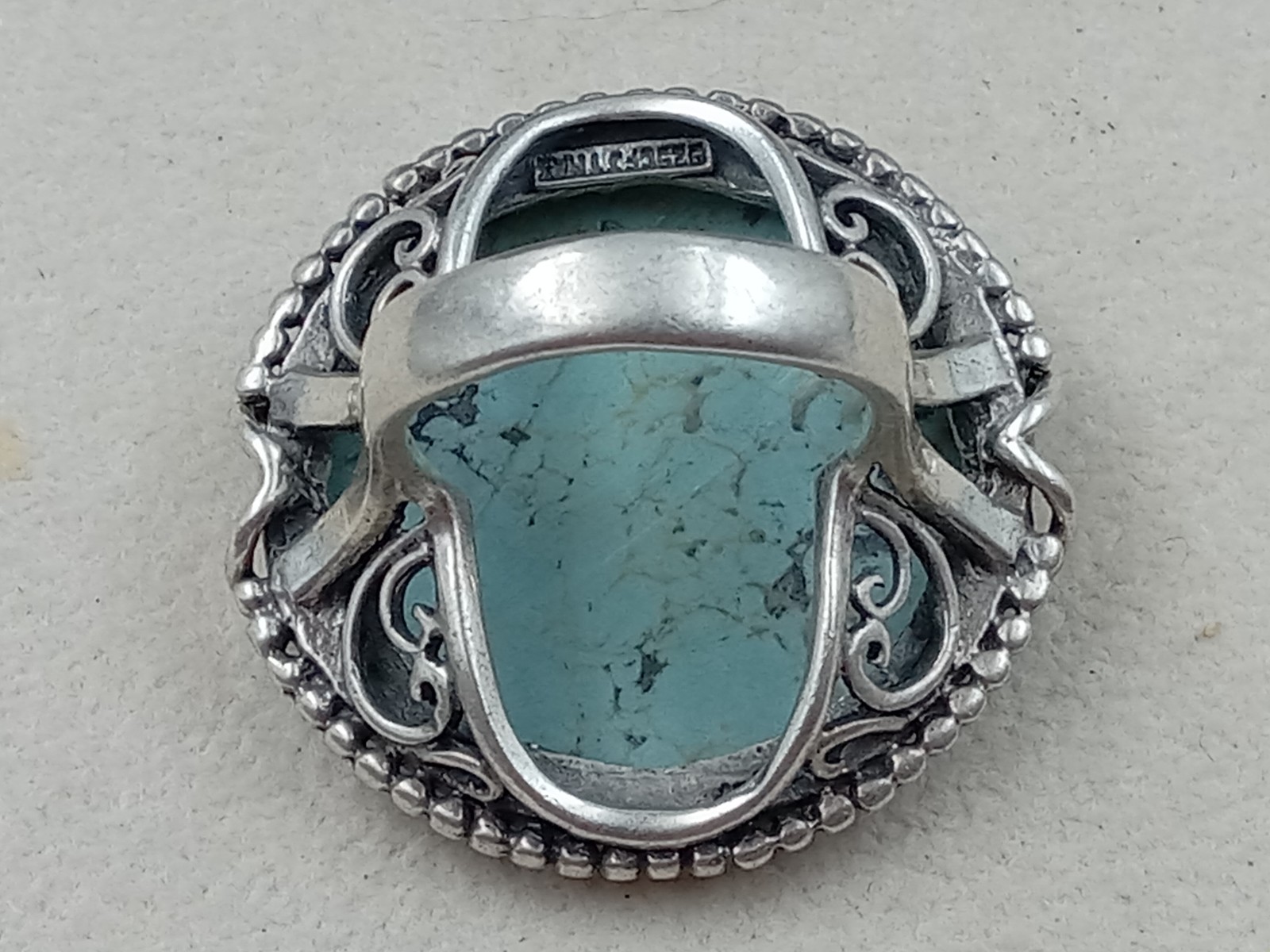 Statement Sterling Silver Ring 1.3" Diameter Faux… - image 5