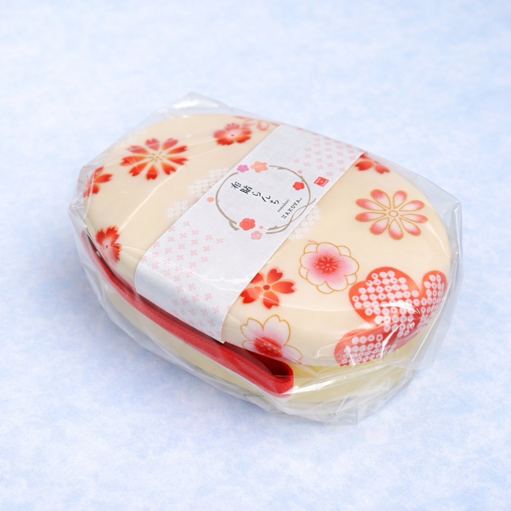 Sakura Floral Oval Lunch Box Made In Japan Beige