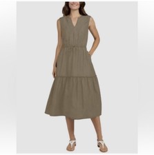 Lands' End Sleeveless Tan Midi Dress Small
