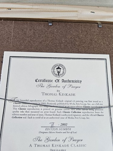 Thomas Kinkade Der Garten des Gebets 21,5" x 17,25" Echtheitszertifikat III 2002 Ausgabe - Bild 9 von 16