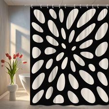 Modern Black and White Shower Curtain with Abstract Design
