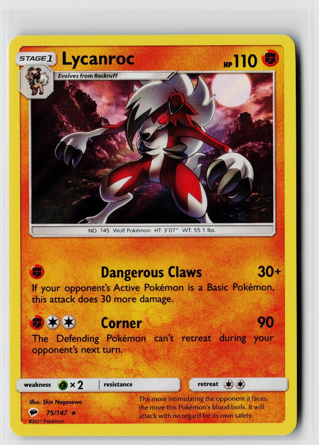 Pokemon SM - Burning Shadows #75/147 Lycanroc (75)