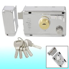 Metal Left Hand Deadbolt Rim Night Latch Door Lock Set Double Bolts with 5 Keys