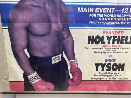 SUPER RARE CANCELED ‘91 Mike Tyson Evander Holyfield SUPER FIGHT POSTER FRAMED - Picture 5 of 6