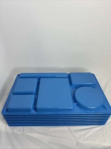 8 Piece Lot Cambro Plastic Trays 915CW Blue Rectangle Stackable Lunchroom USA - Picture 10 of 13