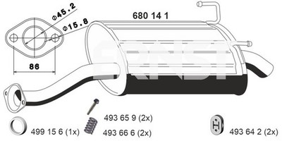 Endschalldämpfer Nachschalldämpfer ERNST 680141 für HONDA EU CIVIC EP EV 7 EP1