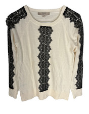ANN TAYLOR LOFT Sweater Size XS Creme Color Pullover Applique Soft NEW NWT