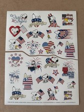 Charles M Schulz Peanuts Snoopy Patriotic July 4th Sticker Sheet Large Format