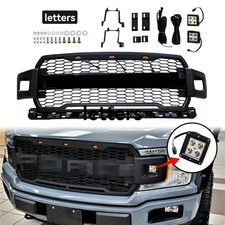 Front Grille For 2018-2020 Ford F150 Raptor Style Grill W2side Lights Letters