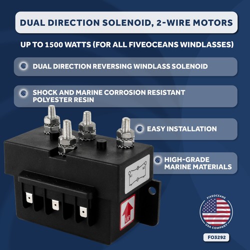 Dual Direction Windlass Solenoid 2-Wire Motors Reversing Control Box,12V FO3292 - Picture 2 of 8