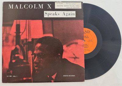 Malcolm X ''Speaks Again'' LP - Grand LP-100 Negro Book Club Special Edition VG++