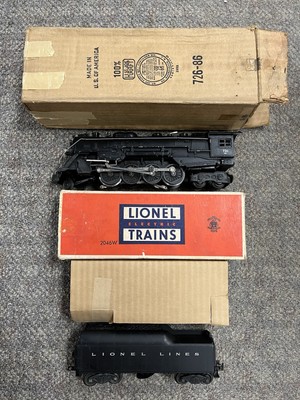 + Lionel Postwar O Diecast 726 Steam Locomotive 2046W Whistle Tender w/ Boxes