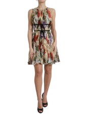 Dolce & Gabbana Beige Floral Sleeveless A-line Mini Women's Dress Authentic
