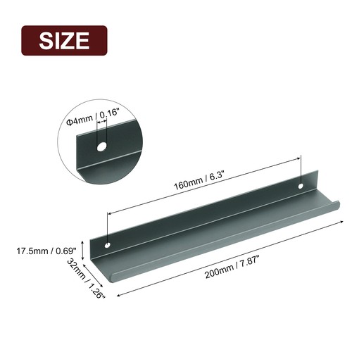 Schrankkante Fingerzug, 10 Stück 200 mm / 7,87 versteckte Schrankgriffe, grau - Bild 2 von 6